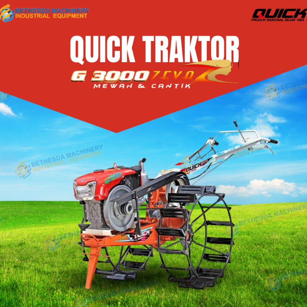 Hand Traktor Quick Zeva G 3000 + Diesel Kubota RD 85 DI-1S Komplit