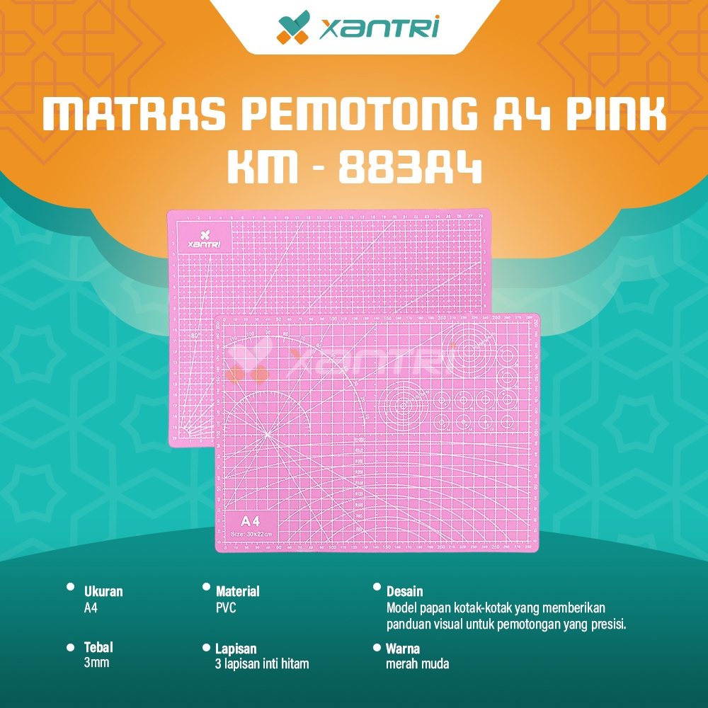 

Xantri - Cutting Mat Xantri Ukuran A4 / Alas Cuting Potong Kertas / Tatakan Cutter PINK KM883-A4