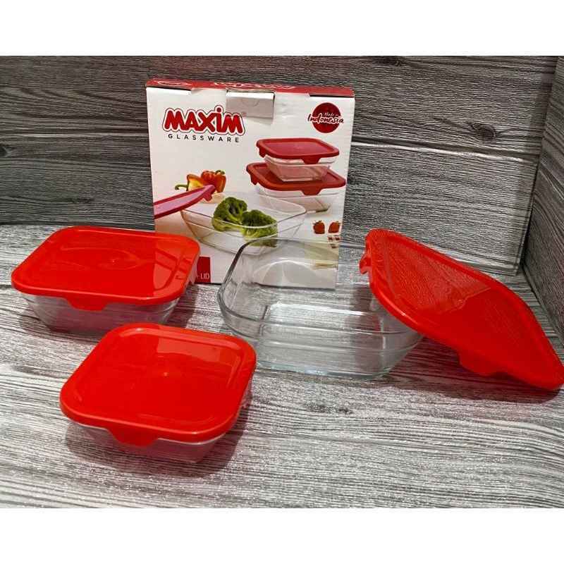 1 Set Mangkok Kaca Tutup Kotak isi 3 Pcs Mangkok KacaMangkok Sayur Mangkok BekalMangkok Souvenir