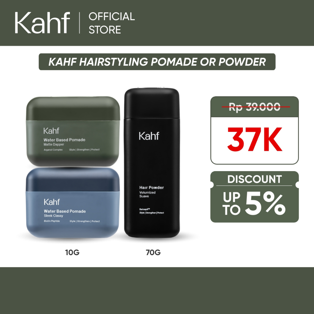Kahf Sleek Classy Water-Based - Matte Dapper Water Based Pomade 70gr - Volumized Suave Hair Powder 1