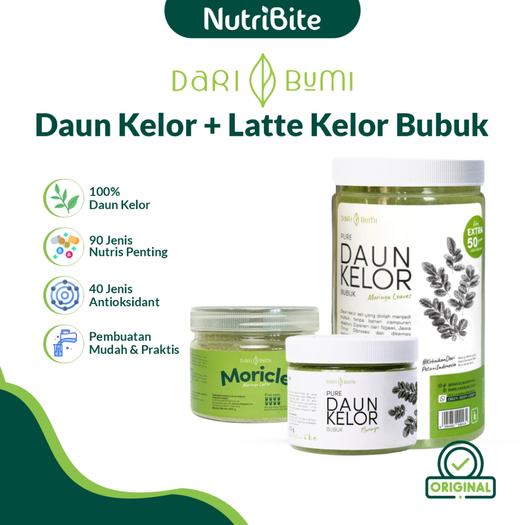 

Dari Bumi Daun Kelor Bubuk Moringa Moricle Latte Instant Original Premium