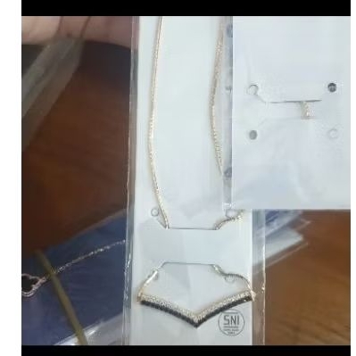 Kalung koye listring permata putih mewah pesta emas asli 700 70% 16K