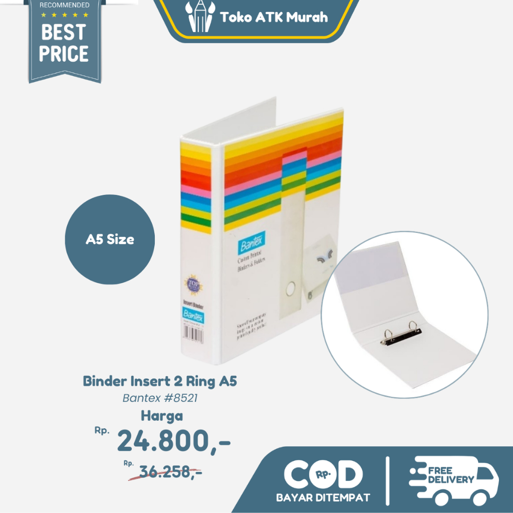 

Bantex Insert Ring Binder 2 Ring D 25mm A5 #8521