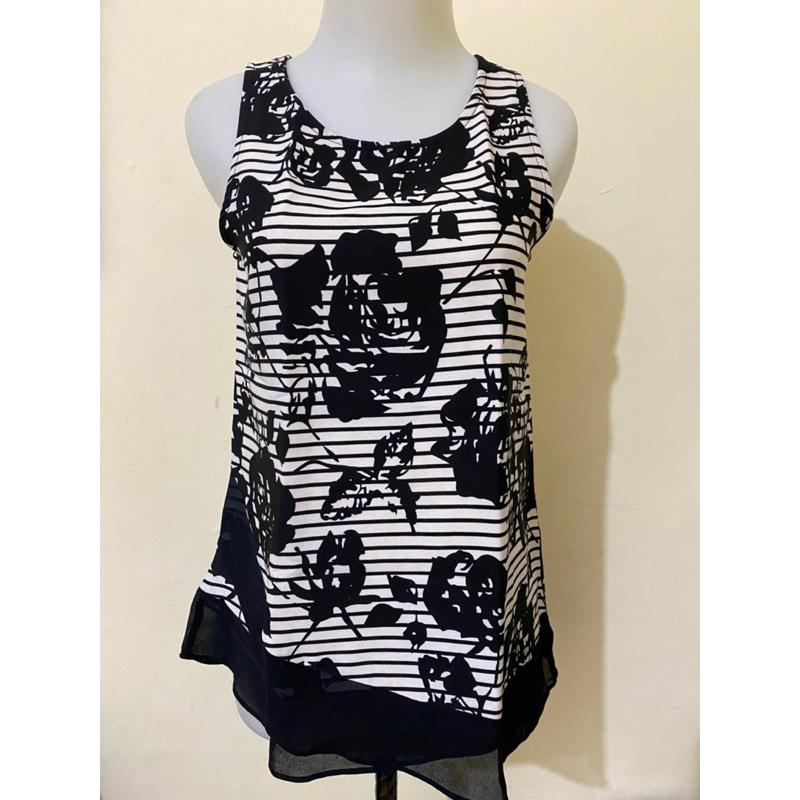 Atasan sleeveless kutang tanpa lengan motif bunga preloved