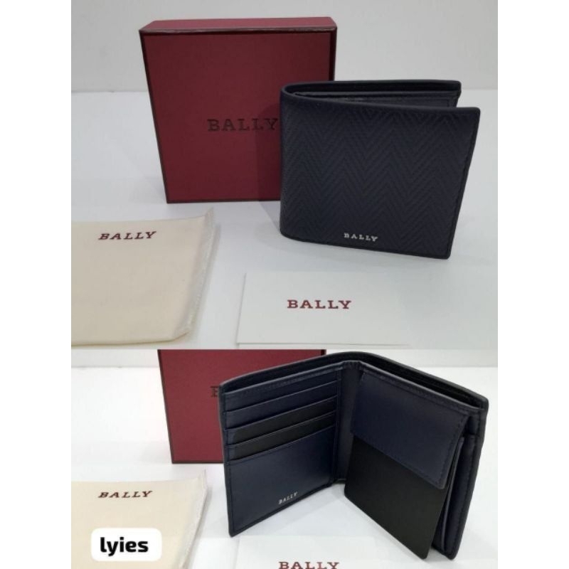BNIB BALLY Man bifold wallet Lyies navy geometric