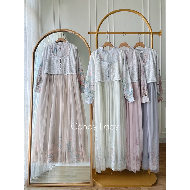 CANDY LADY Gracia Vest Tile Maxi / Gamis Wanita Terbaru / Gamis Lebaran 2025