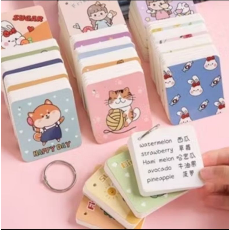 

[RANDOM] Buku Note Ring Gantung Karakter Lucu Notebook Ring Mini Isi 80 Lembar Sticky
