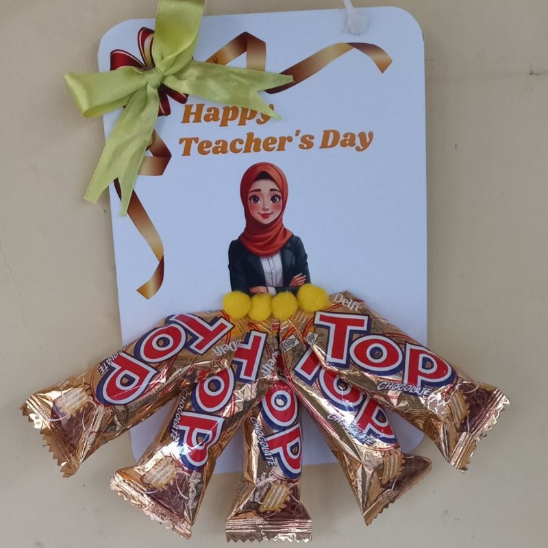Hang Tag Souvenir Happy Teachers Day/Thank You Teachers (sudah dengan tali plastik pelintir)