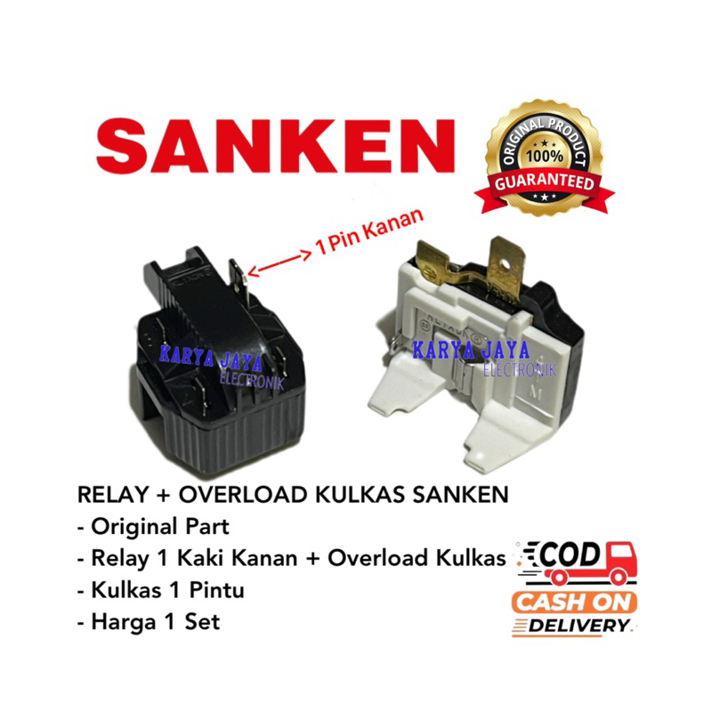 1 Set Relay Dan Overload Kulkas Sanken 1 Pintu Original / Rilay Kulkas Sanken 1 Pintu Original