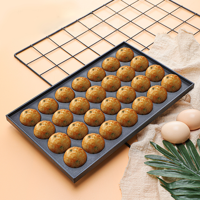 Cetakan Takoyaki 28 Lubang No-Stick Baking Tray Cetakan Takoyaki Anti Lengket Kecil