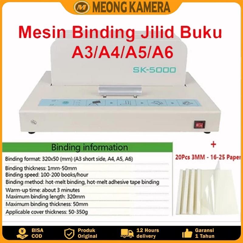 Mesin Binding Jilid Buku A3/A4/A5/A6 - Mesin Jilid Lem Panas Buku Softcover Hardcover Kualitas Premi