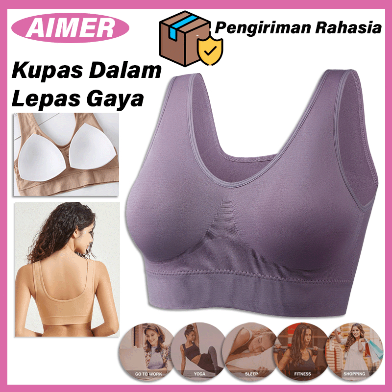 AIMER Sport Bra Seamless Busa Jumbo Gym Tanpa Kawat Bra Olahraga Wanita 811