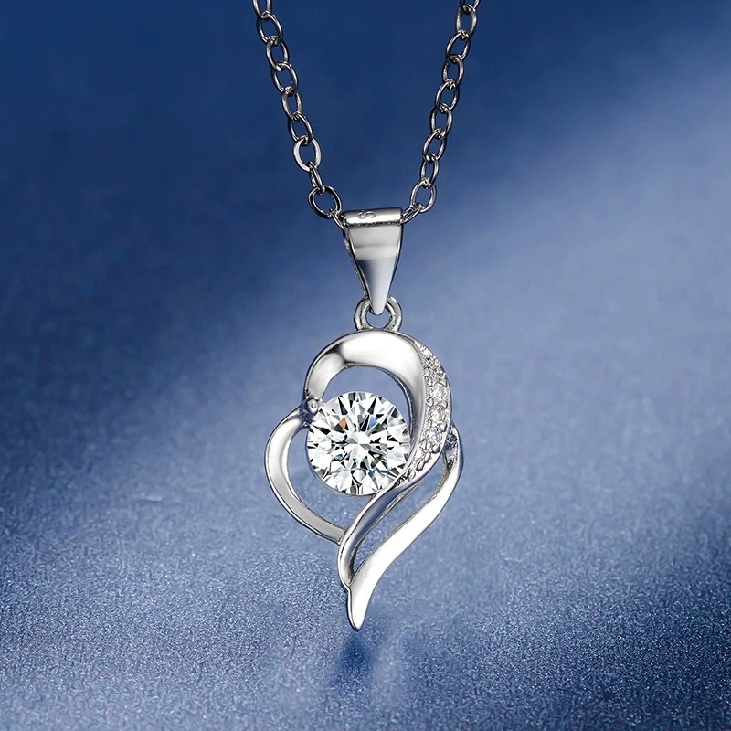 Kalung Liontin Berlian Wanita Kalung Titanium Anti Karat Kalung Cewek Set Anting Warna Emas Putih Me