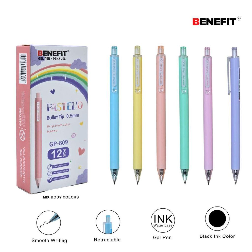 

1 LSN / 12 PCS GEL PEN GP-809 PASTEL'O