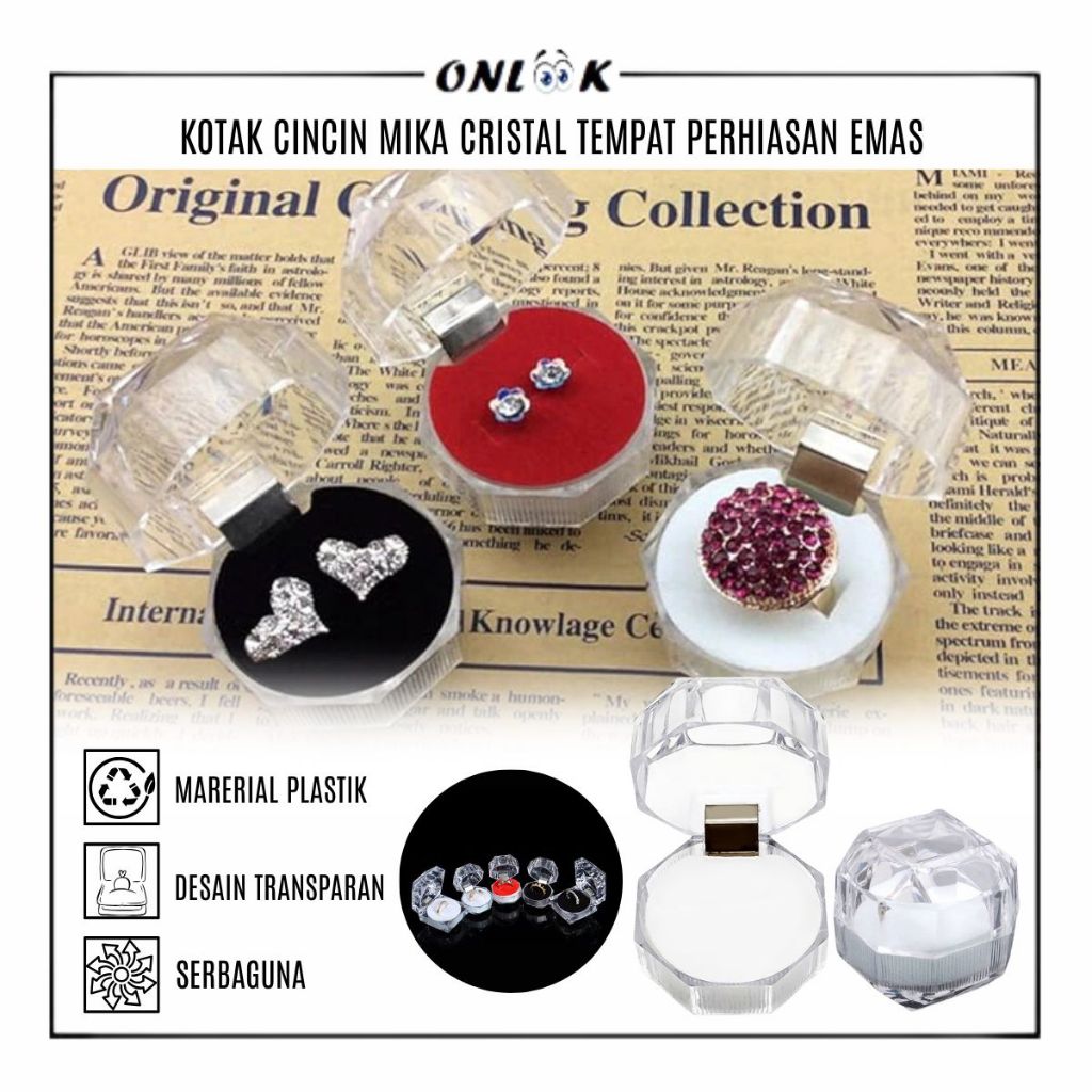 

Kotak Cincin Mika Cristal / Jewelry Ring Box Crystal / Wadah Emas Unik / Tempat Perhiasan Untuk Hadiah Kado Souvenir Pernikahan Pertunangan Lamaran