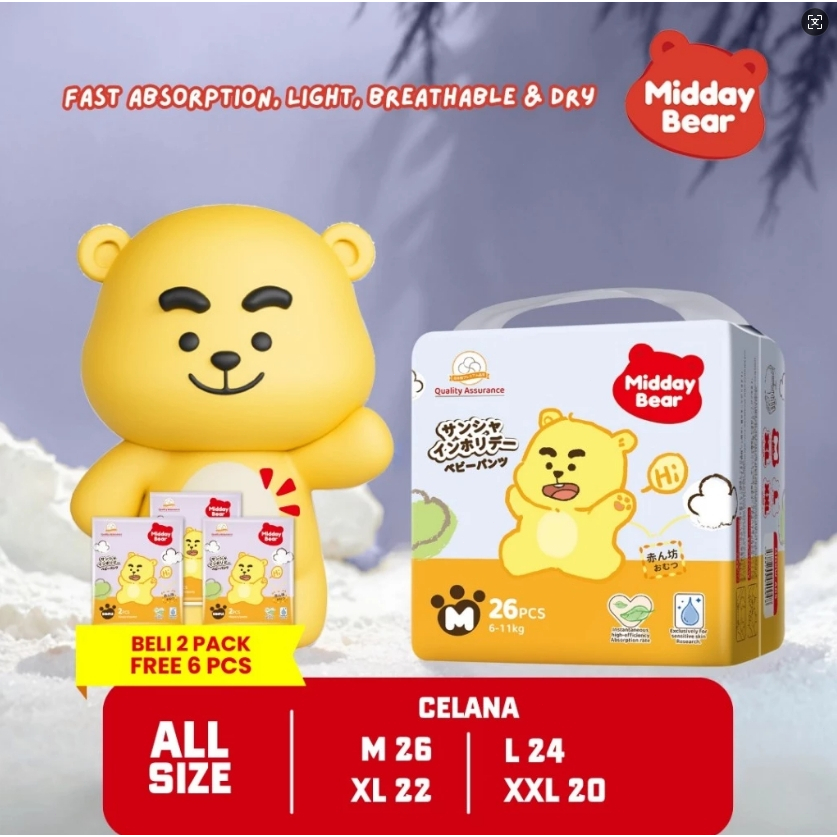 Popok bayi Midday Bear, jenis pull - up (popok bermodel celana dalam). Nyaman dipakai dan berventila