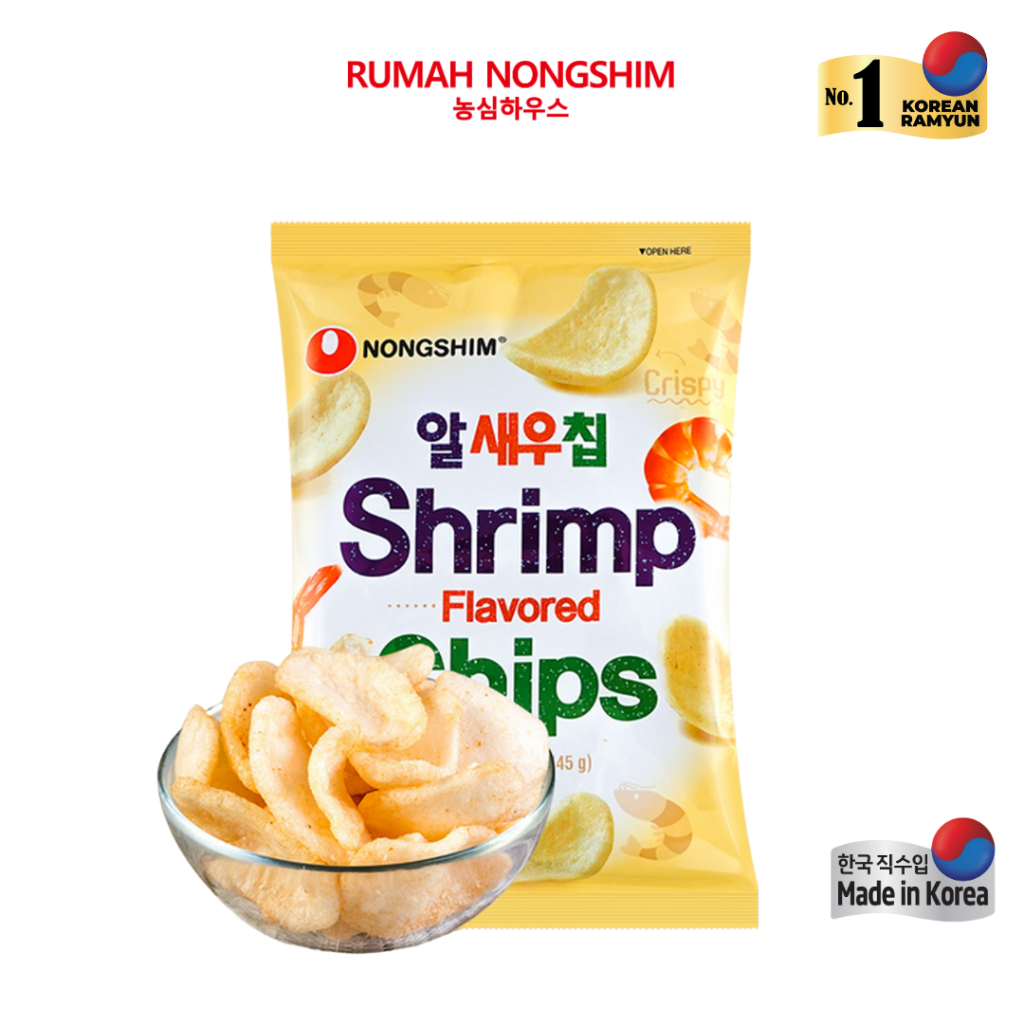 

Bundling DUA - Nongshim Shrimp Flavoured Chips [75 gram x 2 pcs] Snack Kerupuk Udang Asli Korea
