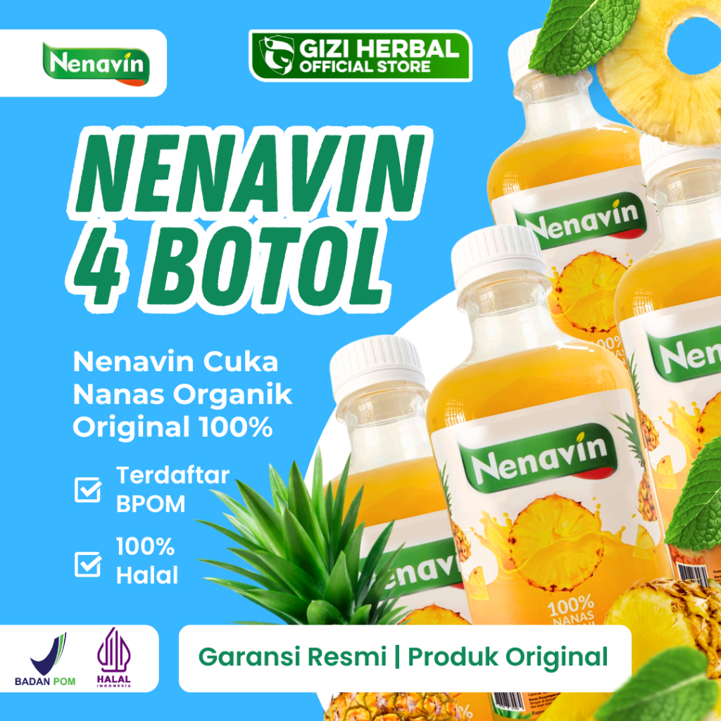

NENAVIN 4 Botol Cuka Nanas Organik 100% Original