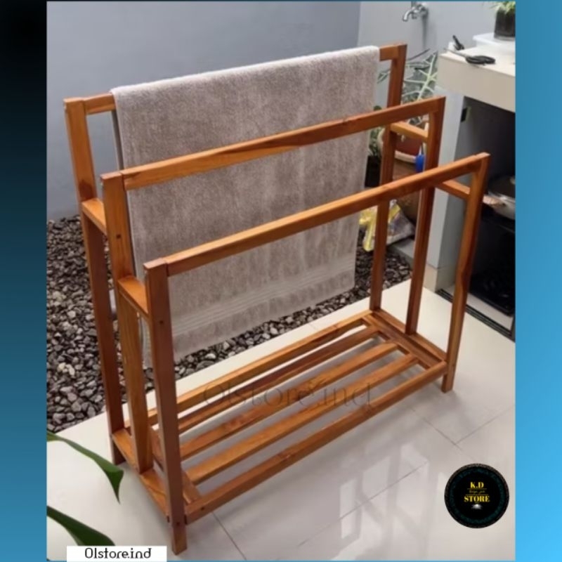 gantungan handuk premium kayu jati Jawa / jemuran handuk rak jati / gantungan handuk kayu