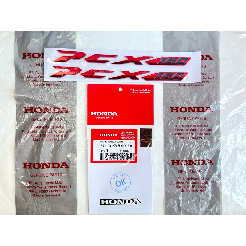 emblem Honda pcx 160cc fullset kanan kiri tingal pasang bahan tebal original warna merah