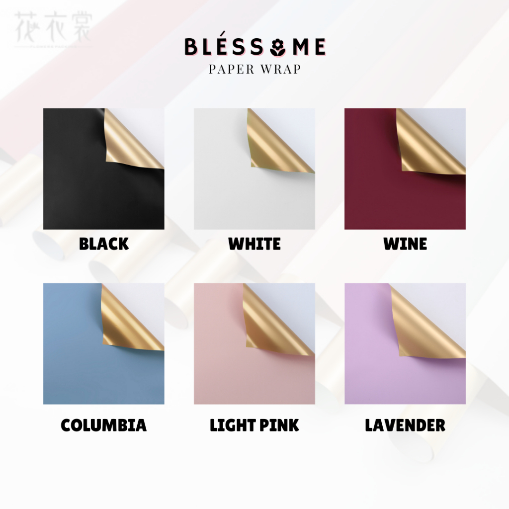 

(5 LEMBAR) Flower Wrapping Paper Pastel Bi Color Gold / Double Side Gold / Tone Gold Kertas Buket Bunga Florist Cellophane Pembungkus Kertas Hand Bouquet