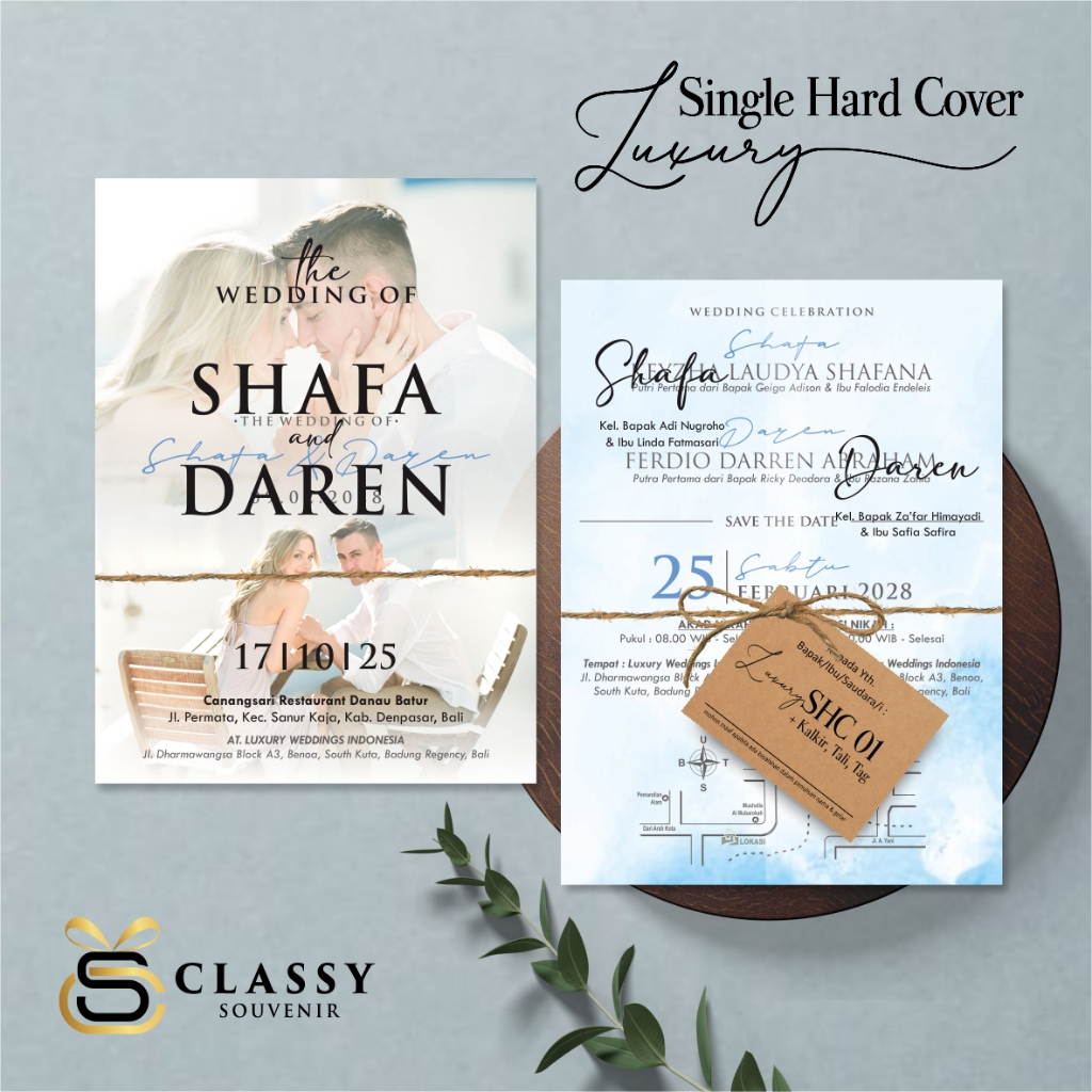 CETAK UNDANGAN HARD COVER FULL COLOUR AESTHETIC- UNDANGAN CUSTOM - UNDANGAN SHC KALKIR TALI TAG