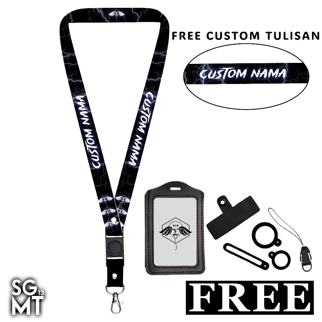 

Lanyard Custom Nama Gantungan Id Card Printing Name Tag Thunder - Sigmat13