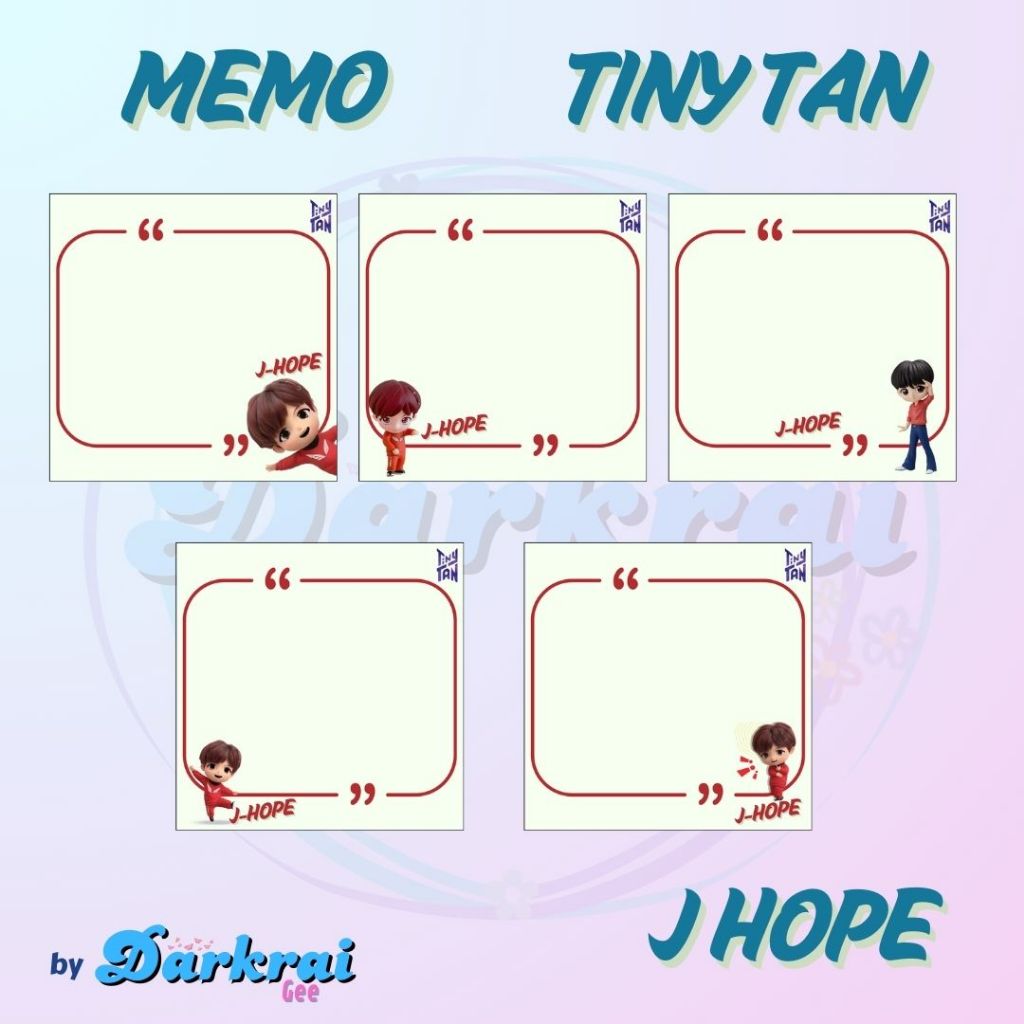 

DarkraiGee - J-Hope BTS Tiny Tan Memopad / Notes / Catatan Custom cocok untuk souvenir freebies gift
