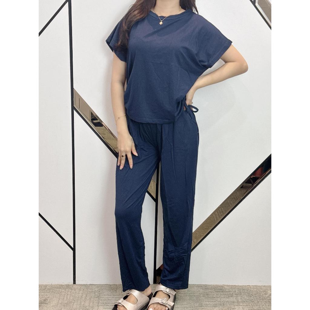 Setelan Luna Serut Lengan Pendek / One Set Wanita Serut