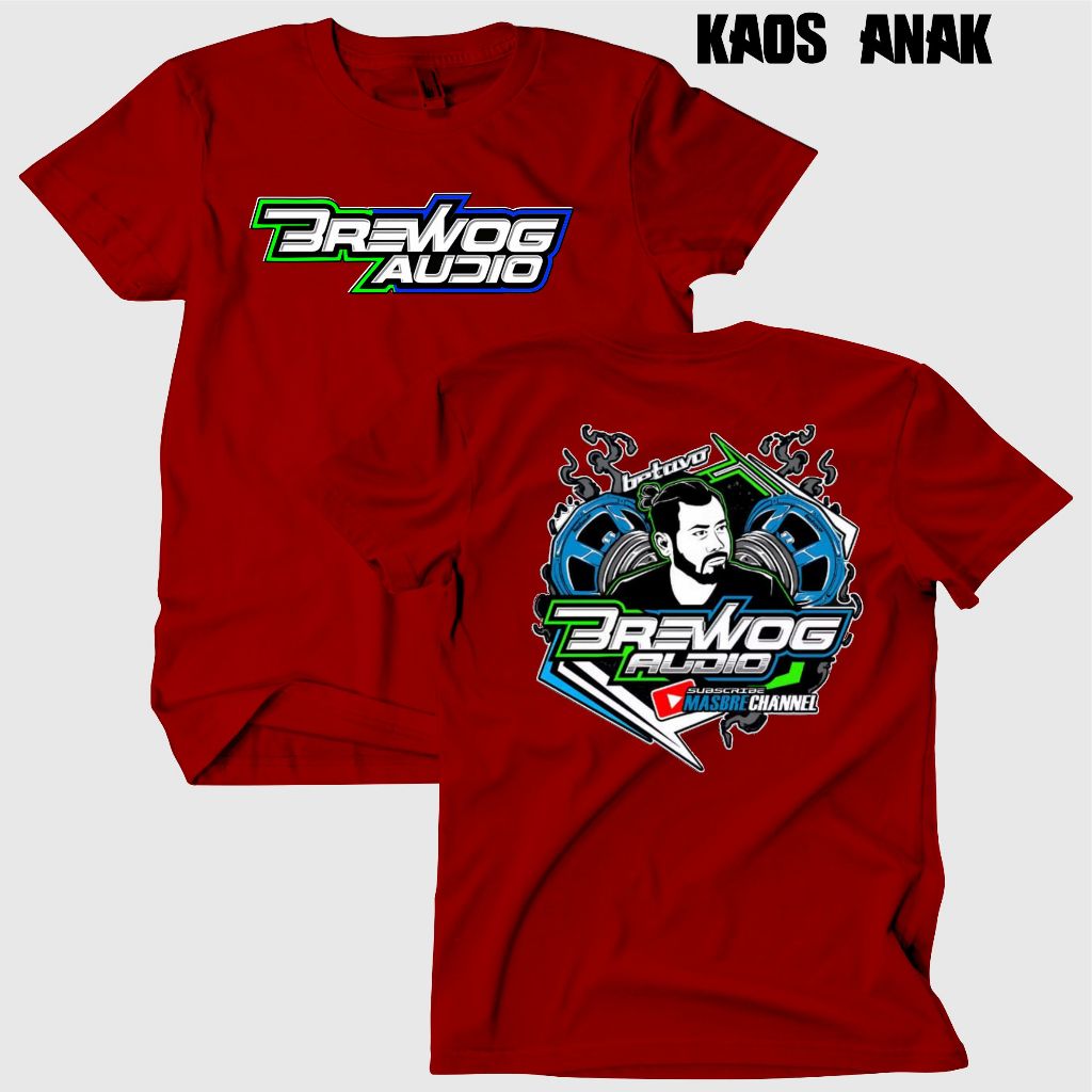kaos anak brewog audio  new 2 bahan catun combet s m l xl xl xxl warna hitam putih maron cewewk cowo