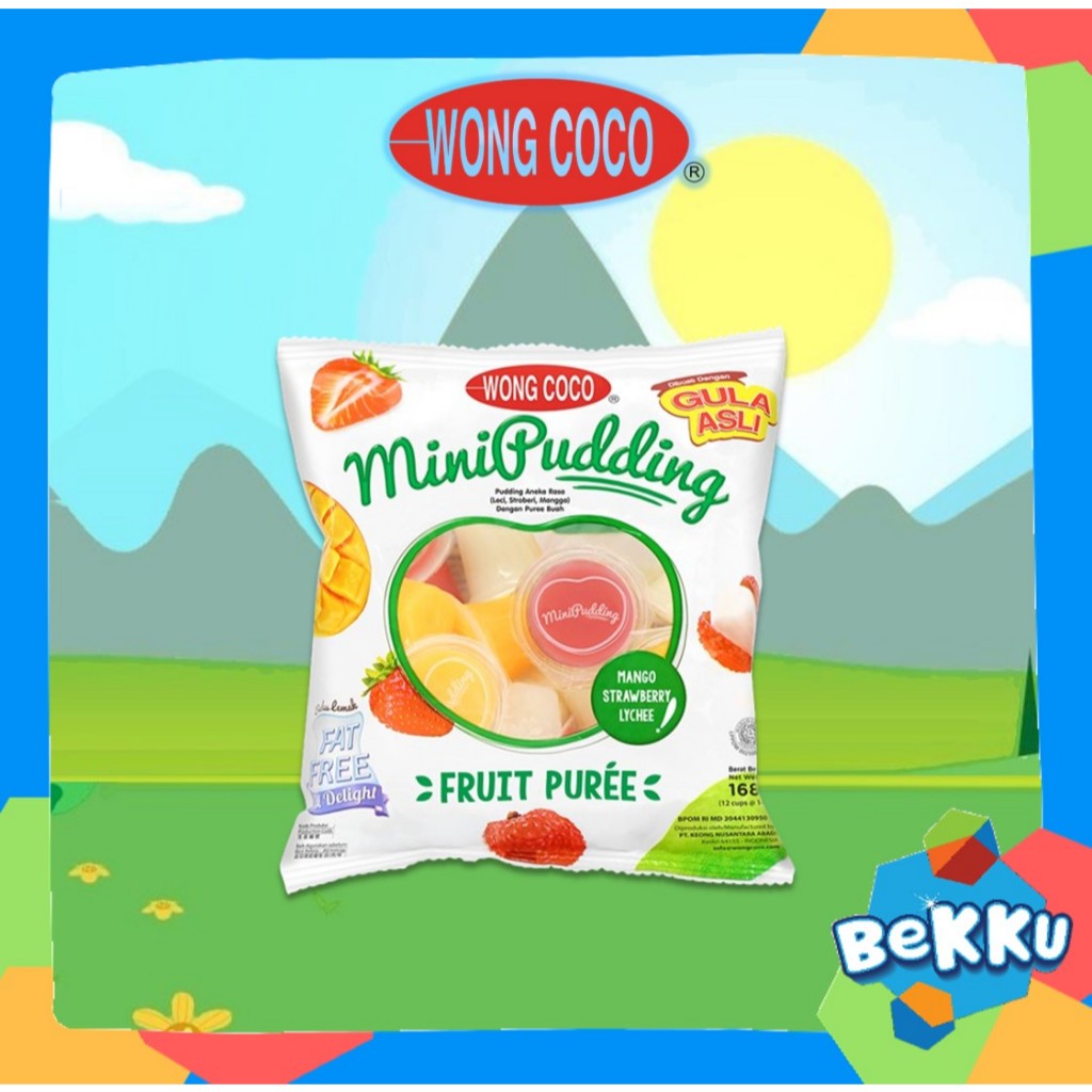 

Wong Coco Mini Pudding 12pcs - Fruit Puree - Gula Asli Tanpa Pemanis Buatan - Cemilan - Bekku