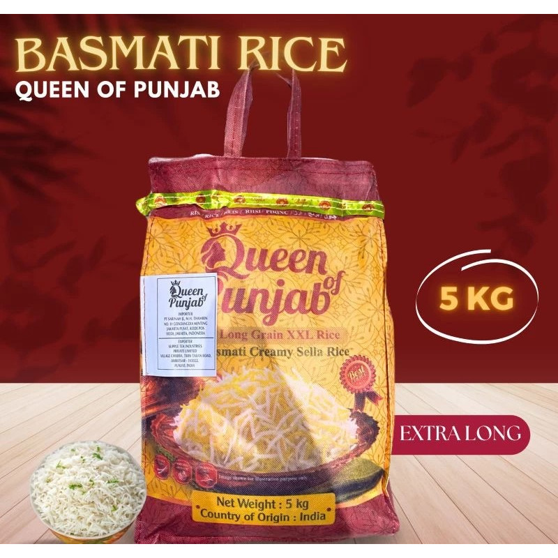 

Beras Basmati Queen of Punjab Premium Quality Long Rice 5kg / Beras Basmati Queen Punjab