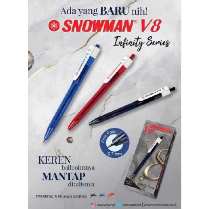 

Pulpen Snowman V8 0.7mm Ballpoint Pen Tinta Seperti Snowman V5