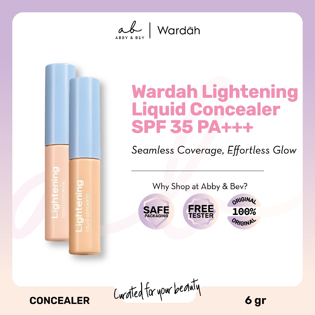 AB - Wardah Lightening Liquid Concealer SPF 35 PA+++[6g]/ Concealer Ringan dan Tahan Lama dengan Cov
