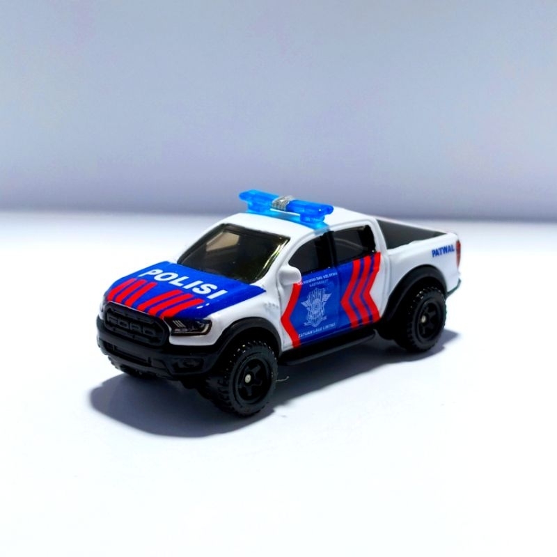 DIECAST SKALA 1 64 MINIATUR HOTWHEELS FORD RANGER RAPTOR COSTUM MOBIL POLISI INDONESIA PJR PATWAL