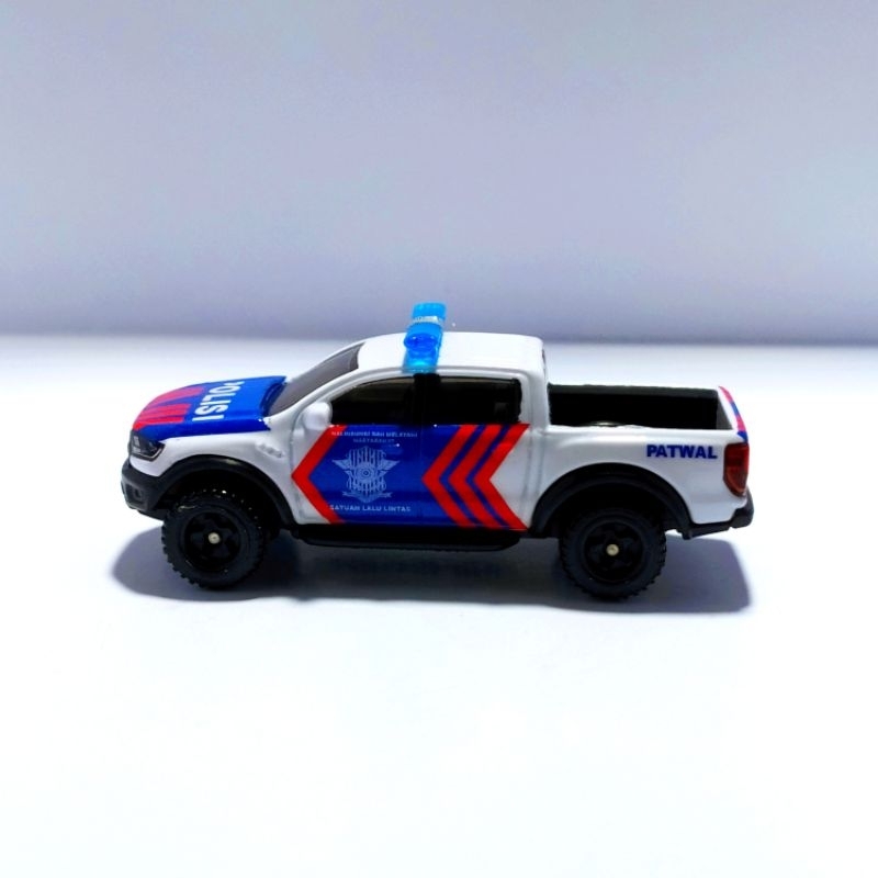 DIECAST SKALA 1/64 HOTWHEELS FORD RANGER RAPTOR CUSTOM MOBIL POLISI INDONESIA PJR