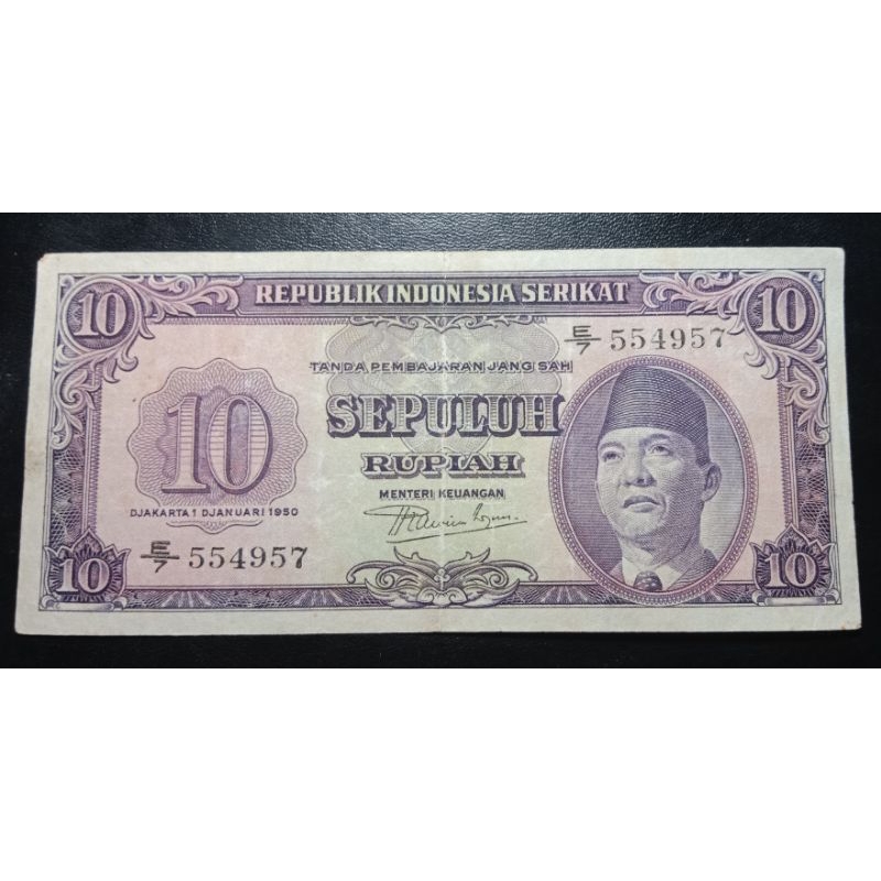 UANGKUNO 10 RUPIAH RIS THN 1950