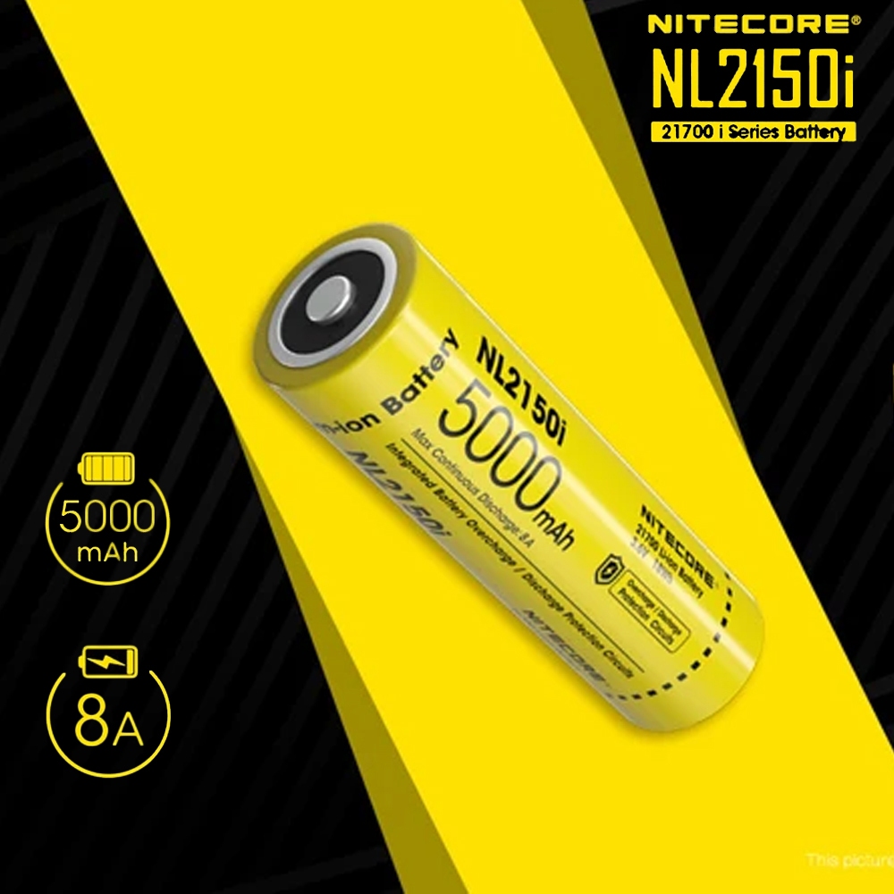 NITECORE Baterai Rechargeable 21700 Li-Ion 3.6V 5000mAh 1 PCS - NL2150i | Baterai NITECORE 21700 | L
