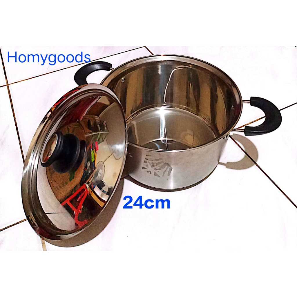 555 Panci Sup + tutup Stainless steel 24 cm TEBAL / Soup Pot + tutup stainless steel 24 cm TEBAL 555