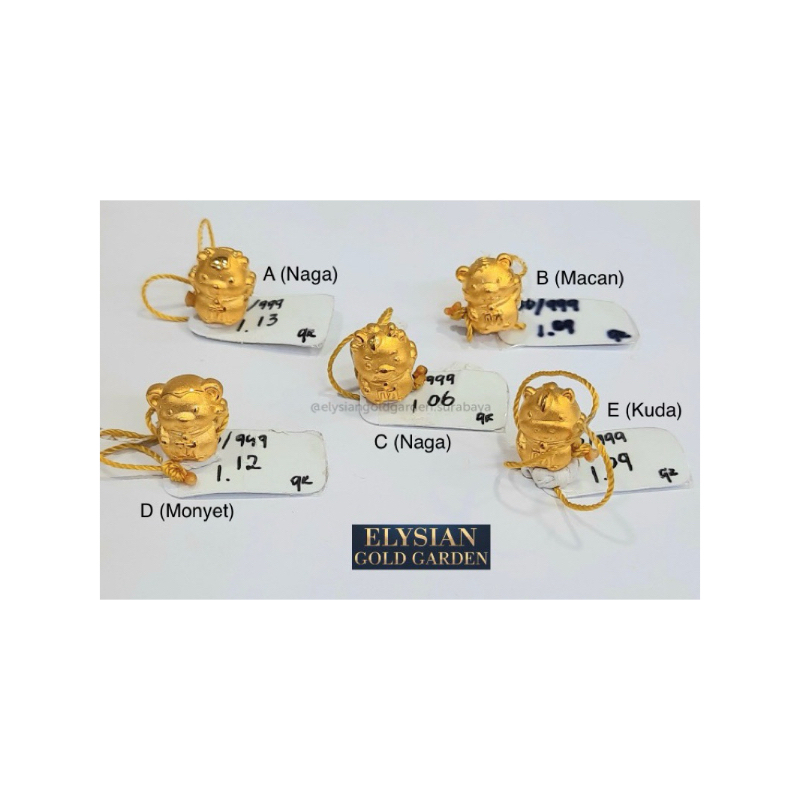 Charm Emas Shio Gelang Tali