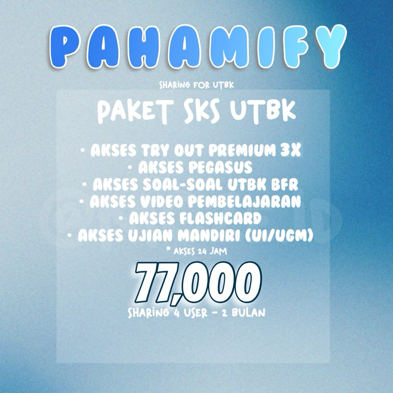 sharing pahamify PAKET SKS UTBK TRY OUT PREMIUM