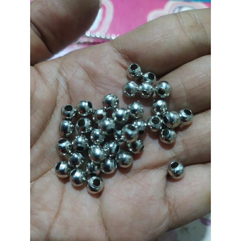 50 biji Metal beads solid 6mm
