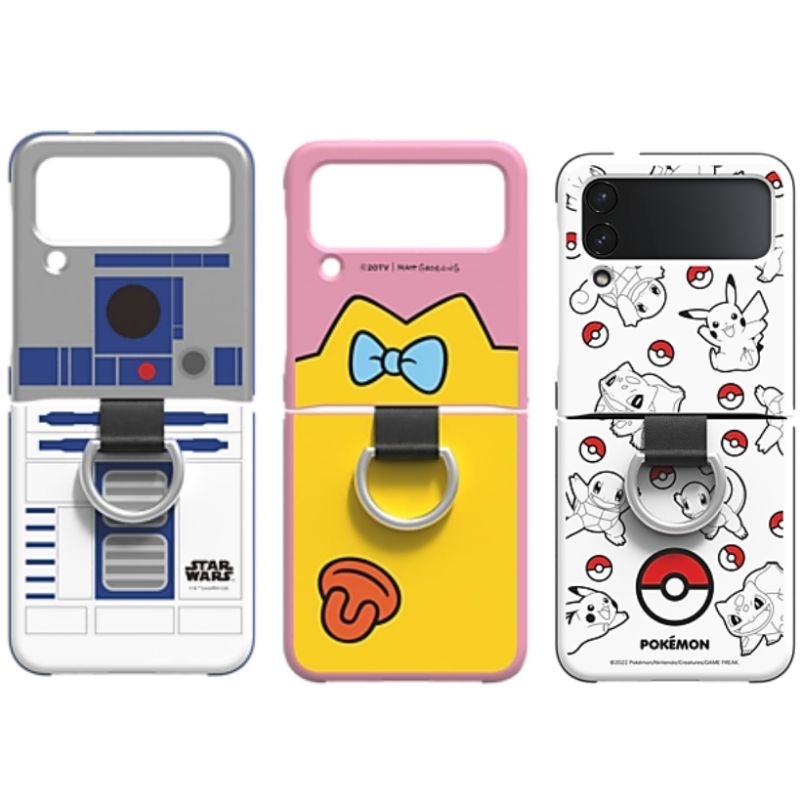 Samsung Galaxy Z Flip4 Silicone Ring Cover Original Pokemon Starwars Simpson Casing Flip 4 Silikon C