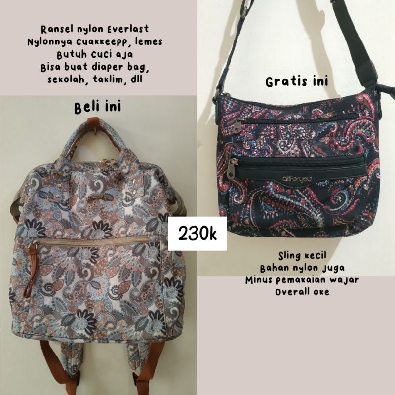 bundling preloved tas ransel nylon Everlast bekas second