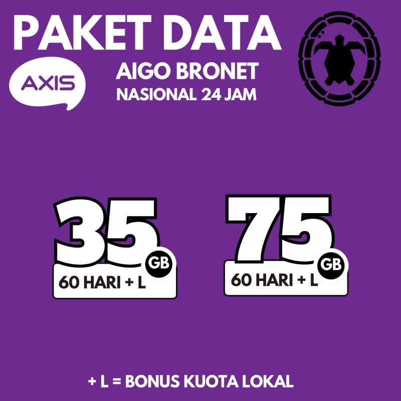 PAKET DATA KUOTA INJEKSI MURAH AXIS AIGO BRONET BULANAN 60 HARI 24 JAM FULL NASIONAL