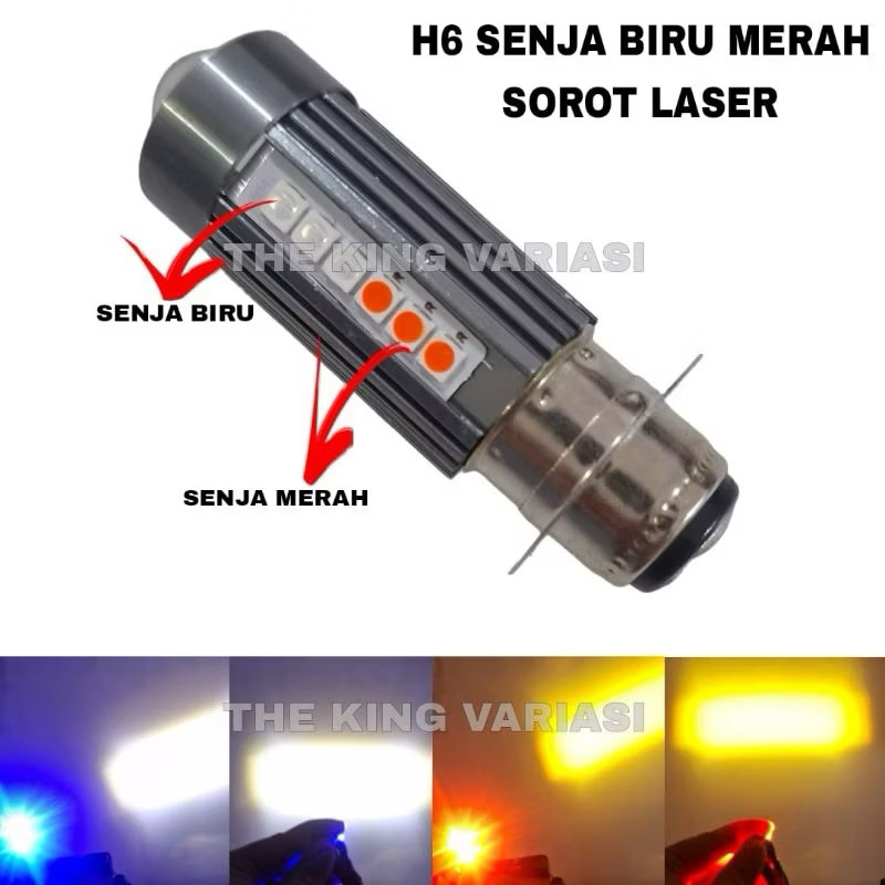 Lampu Utama H6 Laser Alien Model Luminos Bohlam Led H6 Laser 2 Warna Hi Low 20 Watt