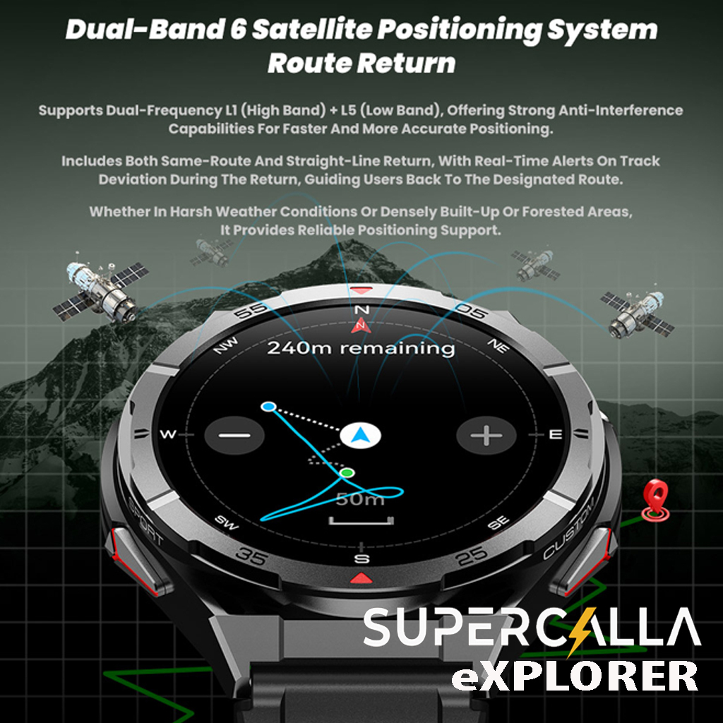 RJ2 Supercalla Explorer GPS Dual-Band 6 Satellites Smart Watch