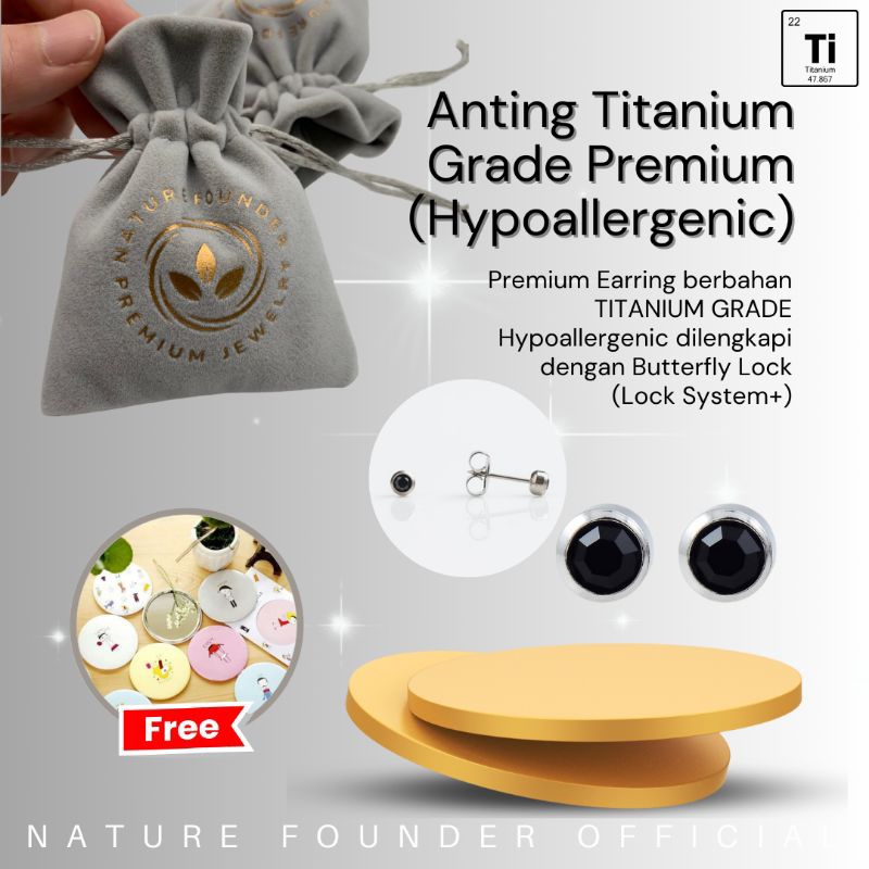 Anting Black Diamond Series/ Anting Hypoallergenic Nature Founder/ Anting Bayi/ Anting Anak/ Anting 