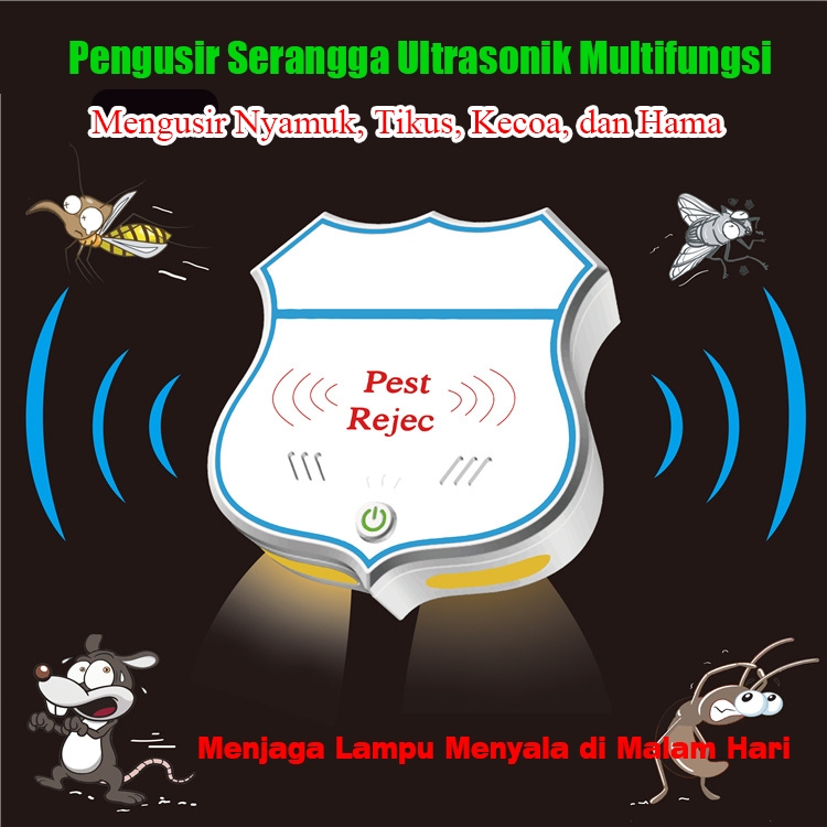 Lampu Usir Nyamuk UV + Ultrasonic - Radius 40m², Bebas Kimia & Aman untuk Bayi