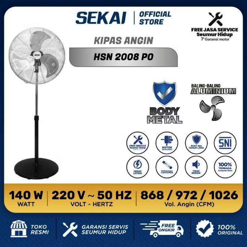 SEKAI Kipas Angin Berdiri Tornado / Stand Fan Alumunium 20 Inch - HSN 2008